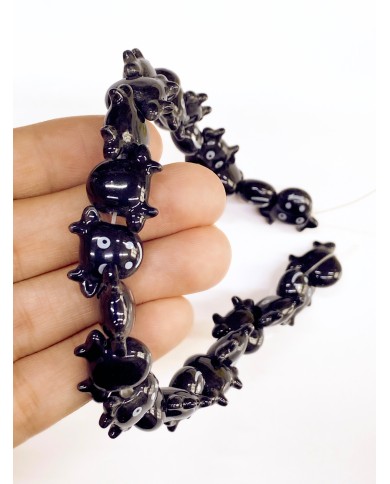 İpe Dizili Seramik Boncuk Siyah İnek 19mm