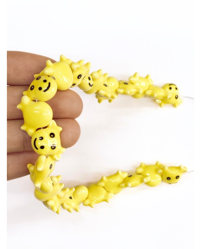 İpe Dizili Seramik Boncuk Sarı İnek 19mm