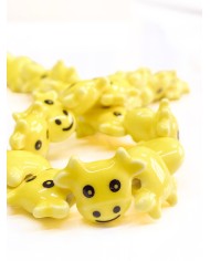 İpe Dizili Seramik Boncuk Sarı İnek 19mm