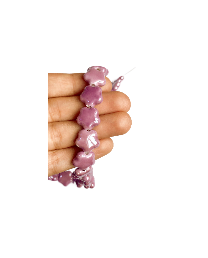 İpe Dizili Seramik Boncuk Mor Yıldız 14mm