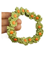 İpe Dizili Seramik Boncuk Yeşil Papatya 17m