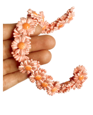 İpe Dizili Seramik Boncuk Pembe Papatya 17m