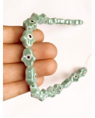 İpe Dizili Seramik Boncuk Yeşil Hamsa El 15mm