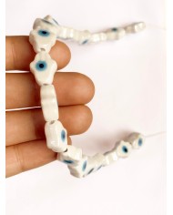 İpe Dizili Seramik Boncuk Beyaz Hamsa El 15mm