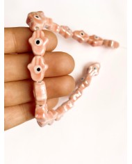 İpe Dizili Seramik Boncuk Pembe Hamsa El 15mm