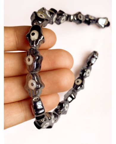 İpe Dizili Seramik Boncuk Siyah Hamsa El 15mm