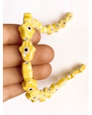 İpe Dizili Seramik Boncuk Sarı Hamsa El 15mm