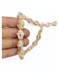 İpe Dizili Seramik Boncuk Krem Hamsa El 15mm