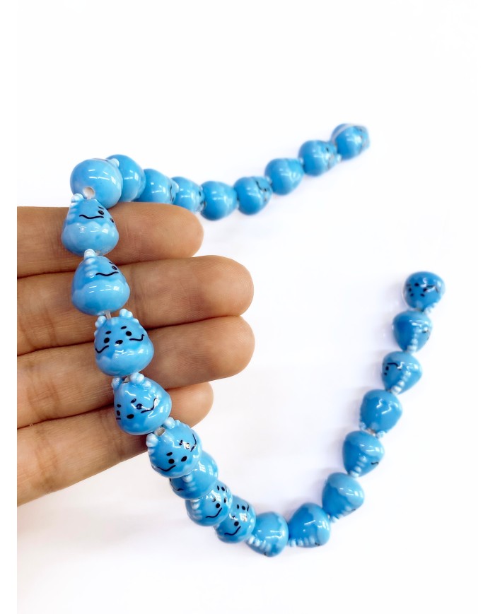 İpe Dizili Seramik Boncuk Mavi Tavşan 14mm