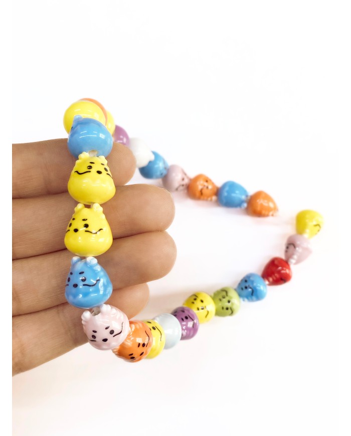 İpe Dizili Seramik Boncuk Renkli Tavşan 14mm