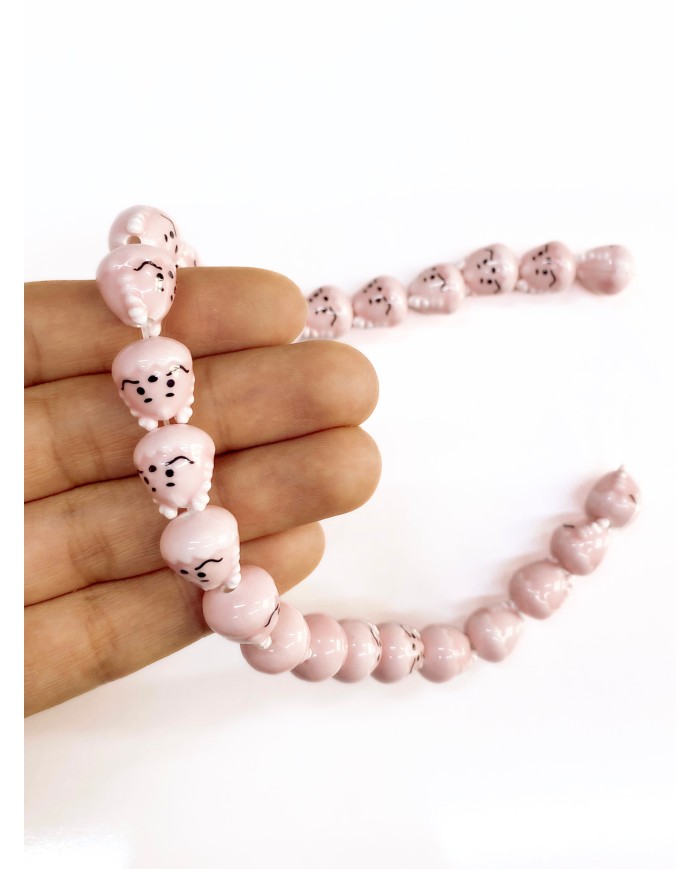 İpe Dizili Seramik Boncuk Pembe Tavşan 14mm