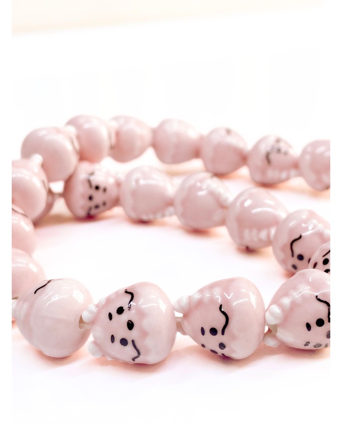 İpe Dizili Seramik Boncuk Pembe Tavşan 14mm