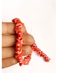 İpe Dizili Seramik Boncuk Kırmızı Benekli Yıldız 10m