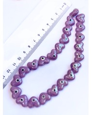 İpe Dizili Seramik Boncuk Pembe Nazar Boncuklu Kalp 13m