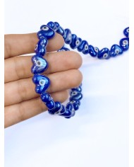İpe Dizili Seramik Boncuk Lacivert Nazar Boncuklu Kalp 13mm