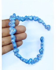 İpe Dizili Seramik Boncuk Mavi Nazar Boncuklu Kalp 15mm