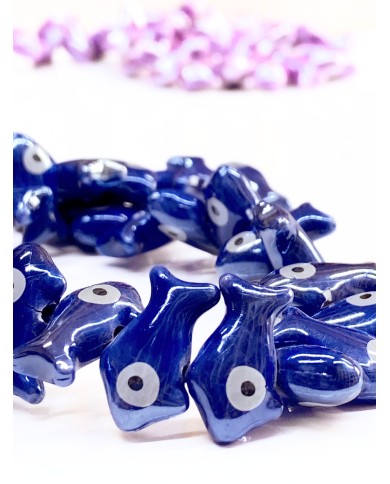 İpe Dizili Seramik Boncuk Lacivert Yüzgeçli Balık 12mm