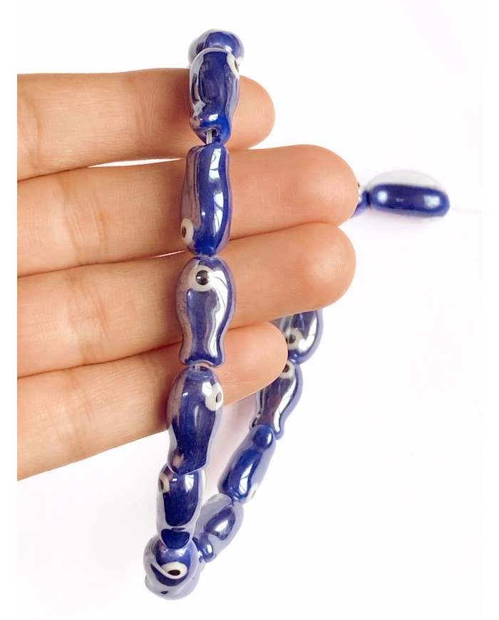 İpe Dizili Seramik Boncuk Lacivert Balık 19mm