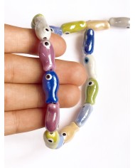 İpe Dizili Seramik Boncuk Renkli Balık 19mm