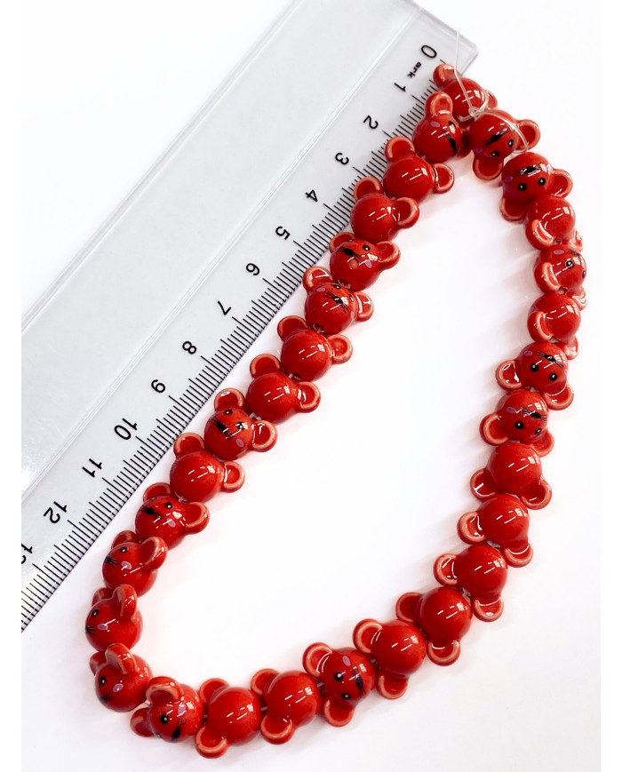 İpe Dizili Seramik Boncuk Turuncu Fare 12mm