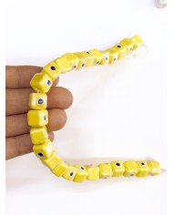 İpe Dizili Seramik Boncuk Sarı Nazar Boncuklu Küp 10mm