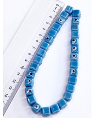 İpe Dizili Seramik Boncuk Mavi Nazar Boncuklu Küp 10mm