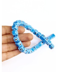 İpe Dizili Seramik Boncuk Mavi Nazar Boncuklu Küp 10mm - 1 Dizi