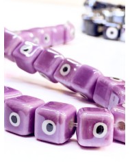 İpe Dizili Seramik Boncuk Mor Nazar Boncuklu Küp 10mm