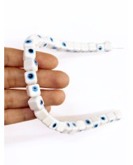 İpe Dizili Seramik Boncuk Beyaz Nazar Boncuklu Küp 10mm