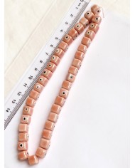 İpe Dizili Seramik Boncuk Pembe Nazar Boncuklu Küp 10mm