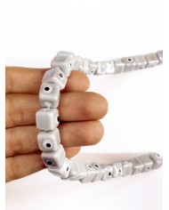 İpe Dizili Seramik Boncuk Gri Nazar Boncuklu Küp 10mm