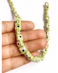 İpe Dizili Seramik Boncuk Yeşil Nazar Boncuklu Küp 8mm