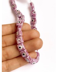 İpe Dizili Seramik Boncuk Mor Nazar Boncuklu Küp 8mm