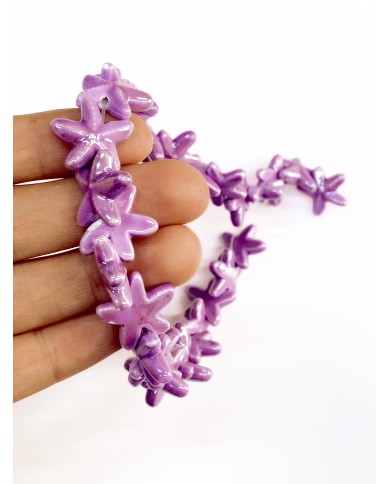 Seramik Boncuk Solungaçlı Deniz Yıldızı Mor 19mm