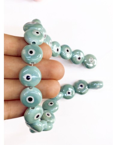 İpe Dizili Seramik Boncuk Sarı Yuvarlak Yassı 15mm