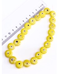 İpe Dizili Seramik Boncuk Mavi Yuvarlak Yassı 15mm