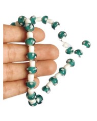 İpe Dizili Seramik Boncuk Yeşil Mantar 14mm