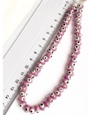 İpe Dizili Seramik Boncuk Turuncu Nazar Boncuğu Oval 5mm - 1 Dizi