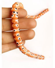 İpe Dizili Seramik Boncuk Turuncu Nazar Boncuğu Oval 5mm