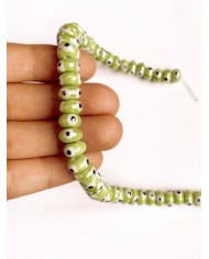 İpe Dizili Seramik Boncuk Yeşil Nazar Boncuğu Oval 5mm