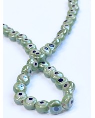 İpe Dizili Seramik Boncuk Yeşil Nazar Boncuğu Yuvarlak 7mm