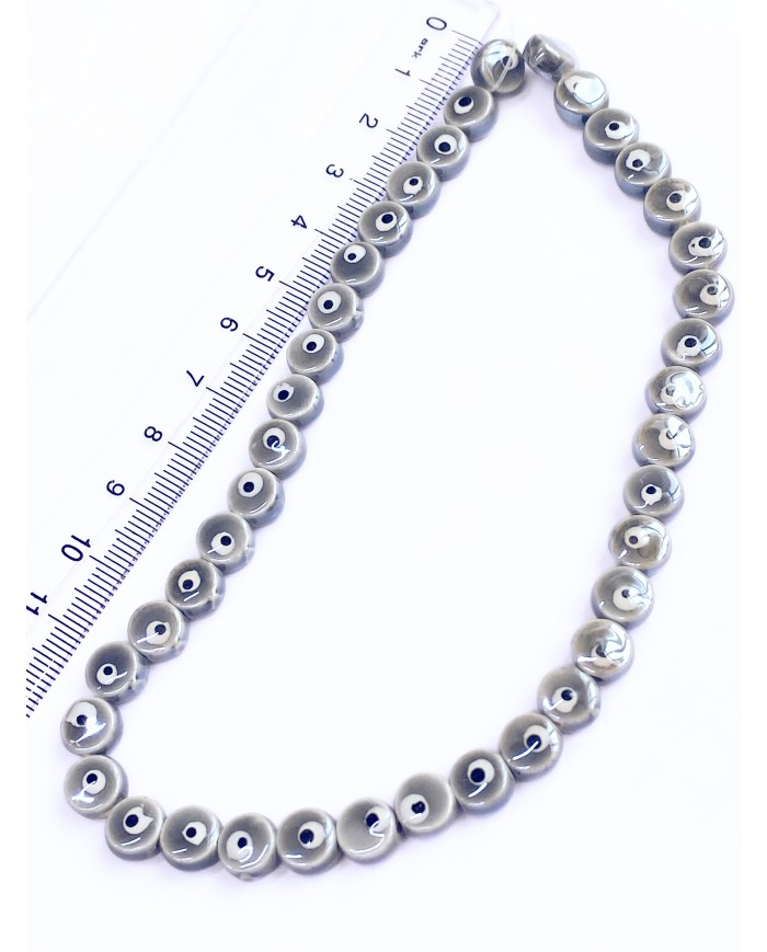 İpe Dizili Seramik Boncuk Yeşil Nazar Boncuğu Yuvarlak 7mm