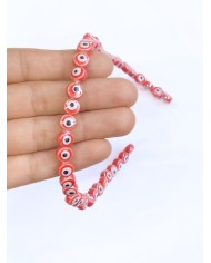 İpe Dizili Seramik Boncuk Kırmızı Nazar Boncuğu Yuvarlak  7mm
