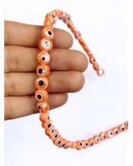 İpe Dizili Seramik Boncuk Turuncu Nazar Boncuğu Yuvarlak 7mm