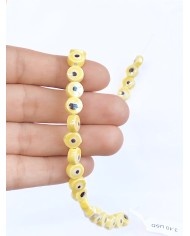İpe Dizili Seramik Boncuk Sarı Nazar Boncuğu Yuvarlak 7mm