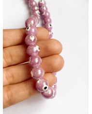 İpe Dizili Seramik Boncuk Mor Nazar Boncuğu Top  9mm