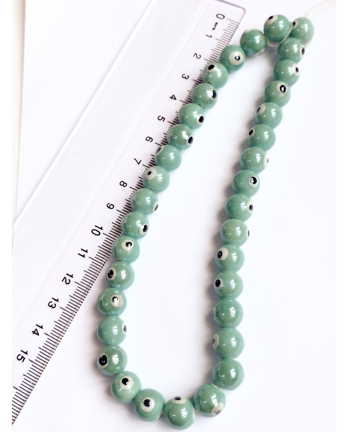 İpe Dizili Seramik Boncuk Mor Nazar Boncuğu Top  9mm