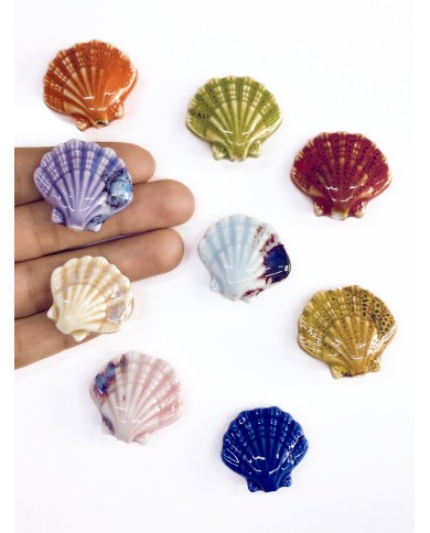 Seramik Boncuk Yeşil Çift Taraflı İstiridye 26mm