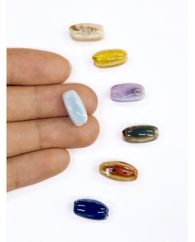 Seramik Boncuk Mavi Uzun Boncuk 15mm