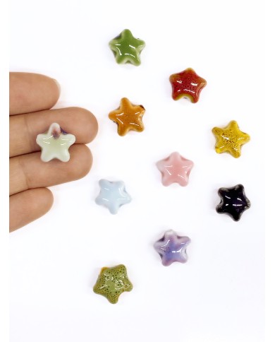Seramik Boncuk Gri Mini Yıldız 15mm - 1 Adet